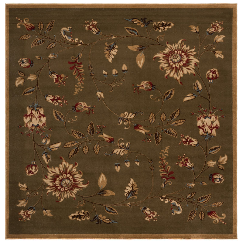 Tapis à motif floral Carolane, Carré 6 pi 7 po