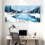 «Winter forest Winter Landscape with Snowy Trees and River», ensemble de 3 impressions sur toile