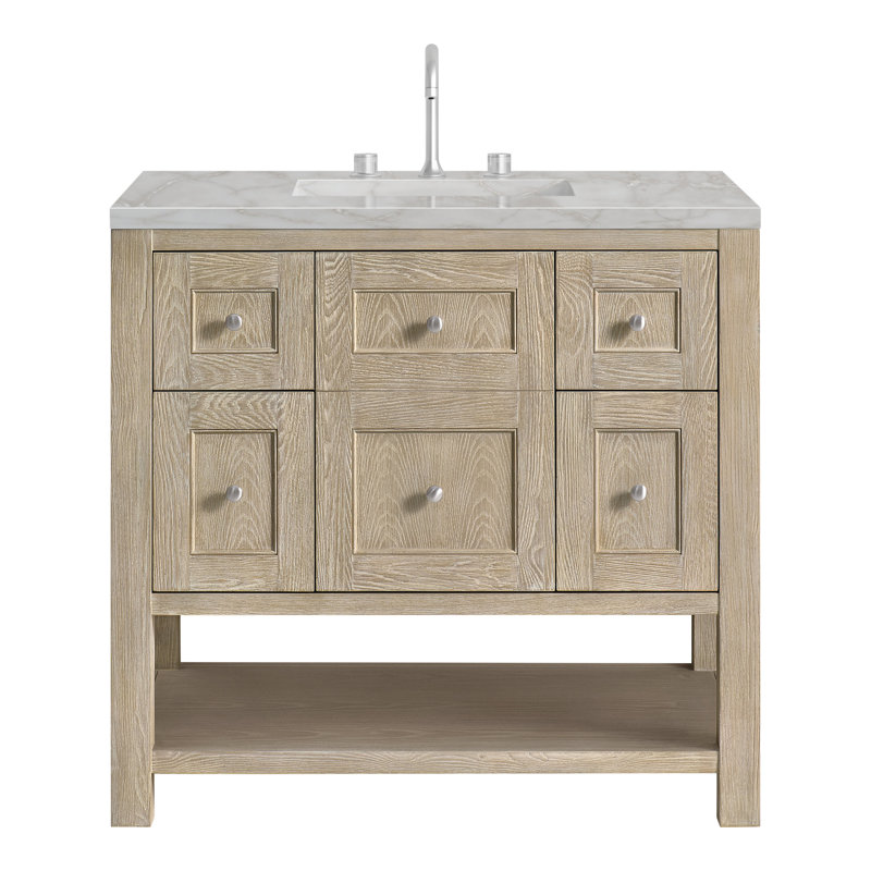 Breckenridge 36'' W Single Vanity, Whitewashed Oak, Victorian Silver, 8" Widespread
