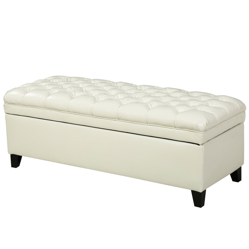 Pu Leather Storage Cube With , 49.46 In. X 20.73 18.65 In., 33.28 Lb Lid, Leather,, Ivory