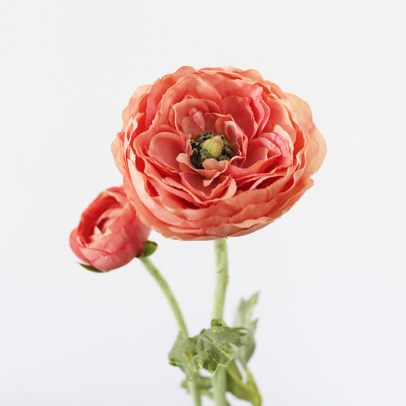 Ranunculus Faux Floral, Salmon Pink