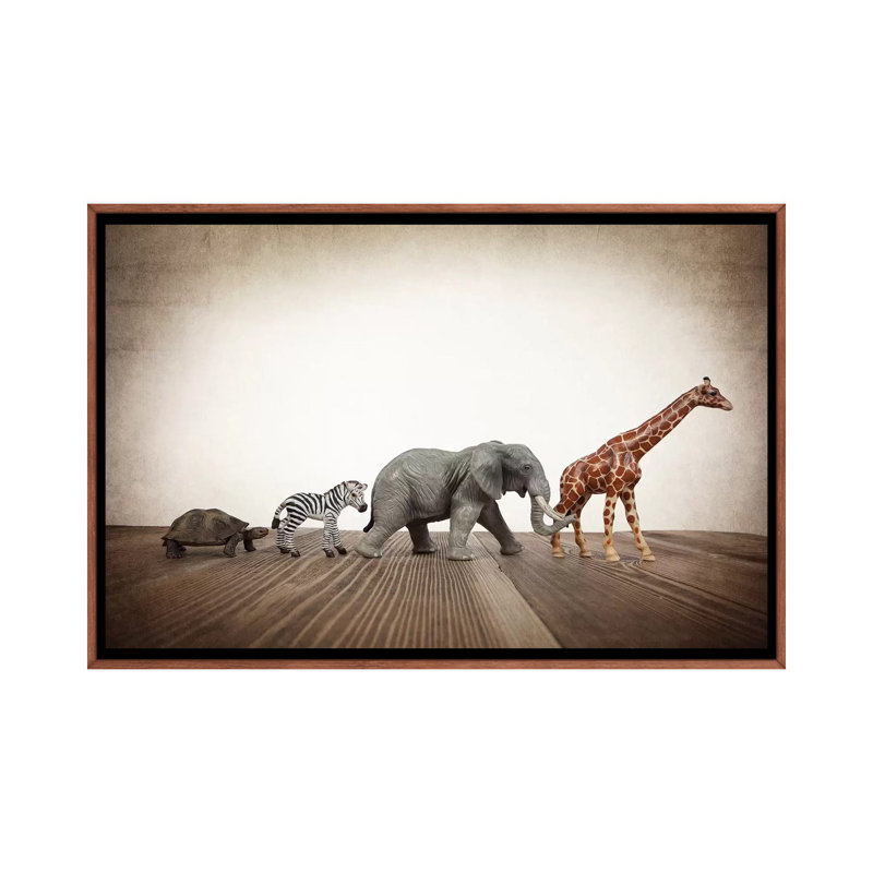 Safari Line I - Print on Canvas, 66.04 cm H x 45.72 cm W, Classic Brown Wood Framed