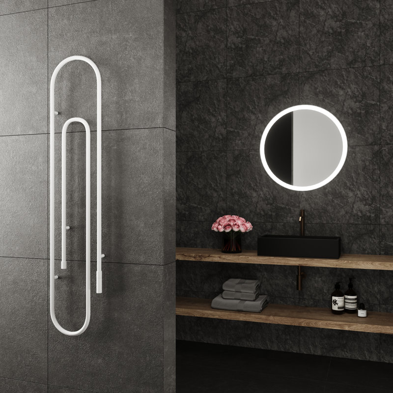 Chauffe-serviettes électrique mural à pinces, H 59 po x l 12 po x P 1,4 po, Blanc