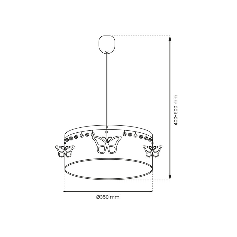 Papillon 1 - Light Pink Drum Pendant