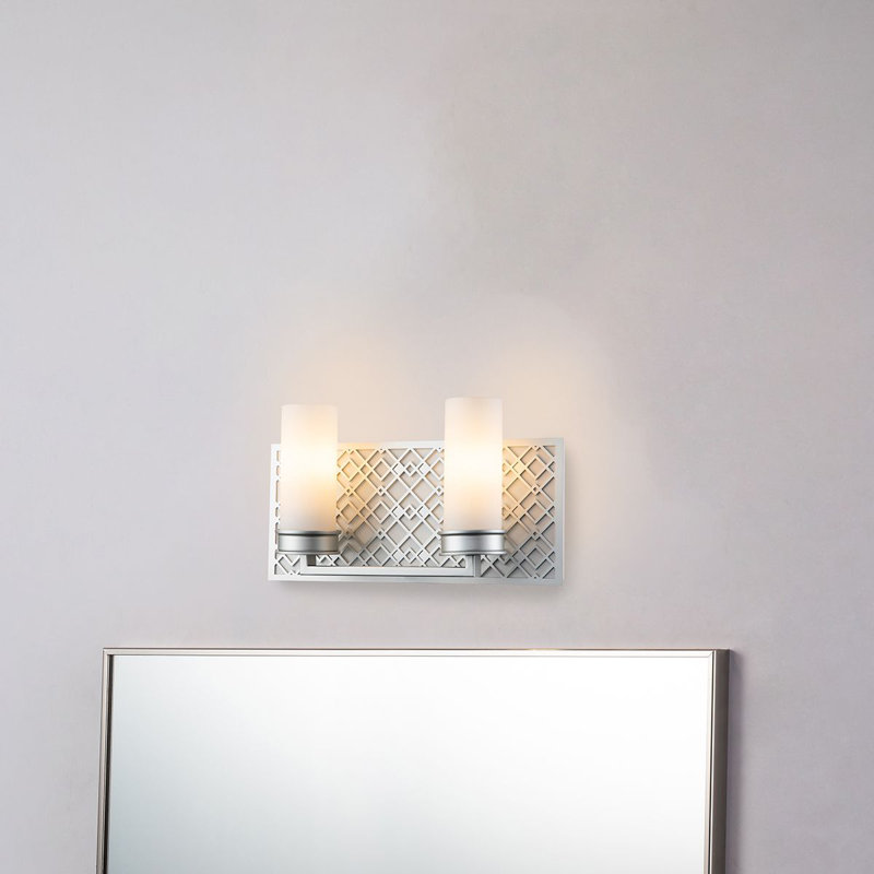 Meuble-lavabo 2 lumières Ziggy, Argent laqué