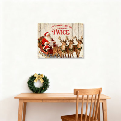 Art mural en toile Père Noël renne