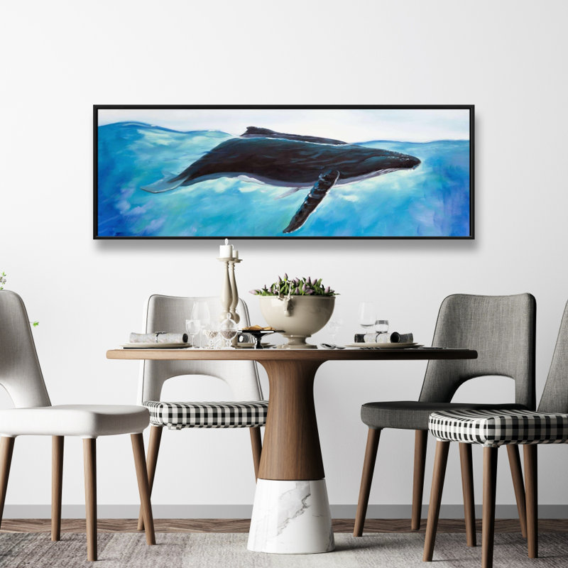 «Blue Whale Marine», toile encadrée - décoration murale, H 49,25 po x l 17,25 po