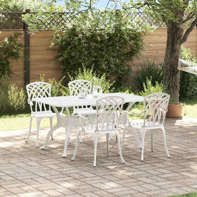 4 - Person Patio Dining Set Rectangular Table, White