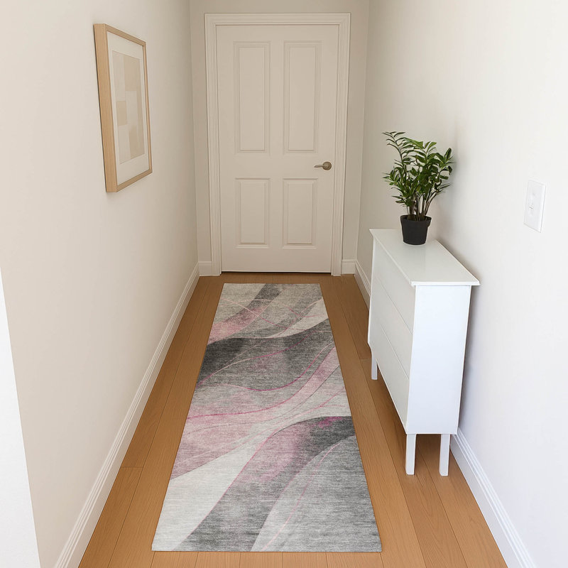 Premium Machine Washable Varasteh AMF1668 Swirls Rug, Runner 2'3" x 7'6"