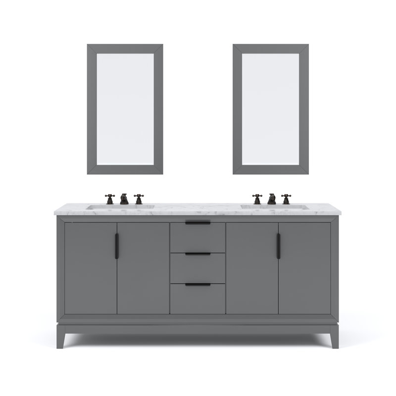 Elizabeth 72" Double Bathroom Vanity Set with Mirror, Cashmere Gray, Standard