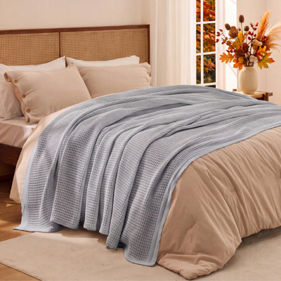 Bedsure Cotton Waffle Weave Throw Blanket