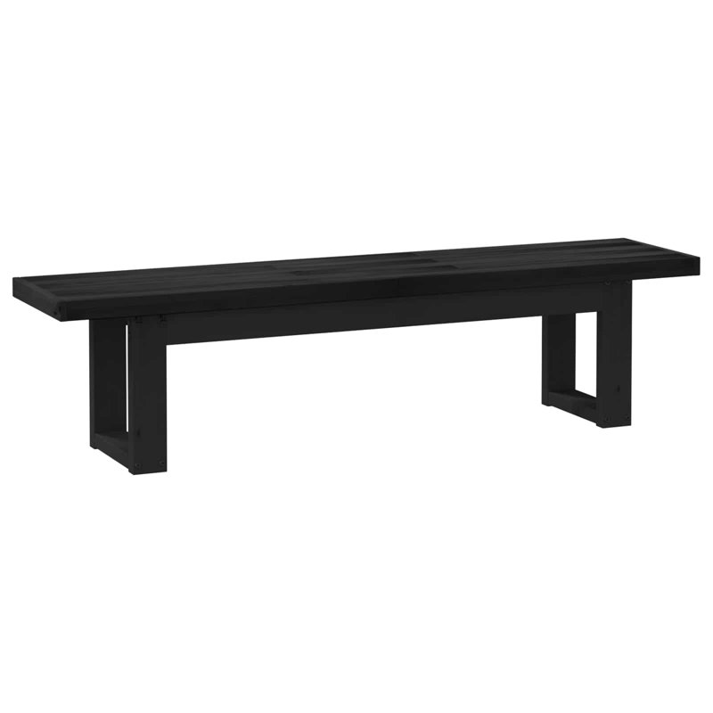 Solid Wood Bench, 45 cm H x 180 cm L x 41 cm D, Black