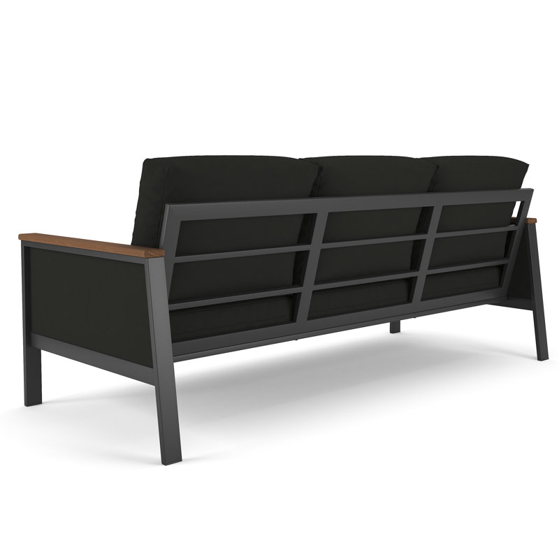 Townsend 80'' Wide Outdoor Patio Sofa with Sunbrella® Cushions, Canvas Black, Brown/Canvas Black