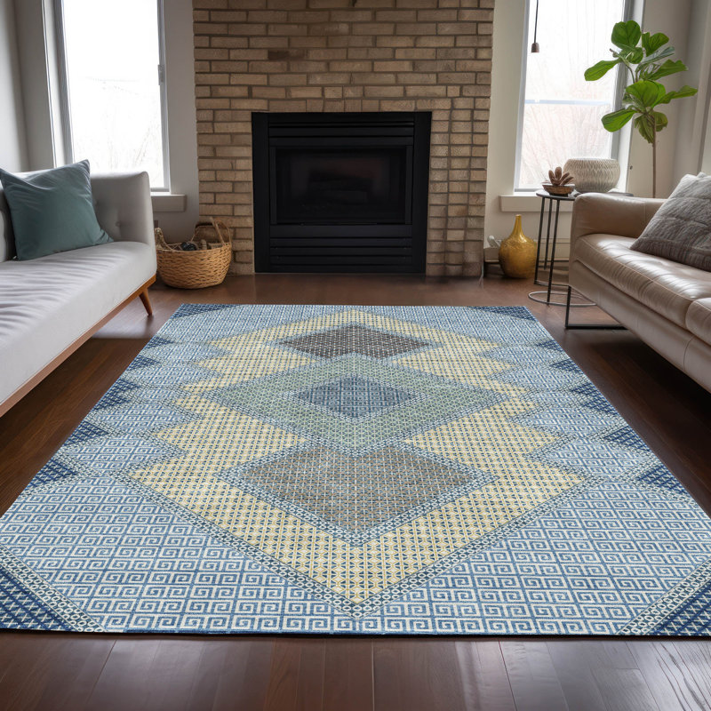 Tapis intérieur / extérieur lavable à la machine Xhevrie, Rectangulaire 3 pi x 5 pi