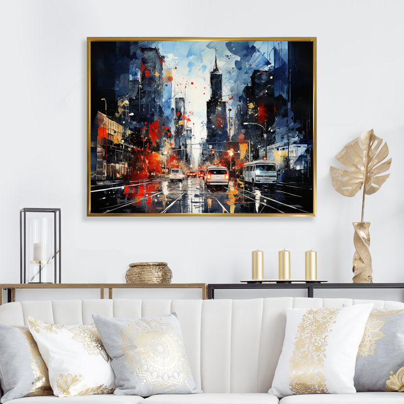 «Blue Rues of Harlem I» - art mural Harlem Renaissance, Cadre flottant noir, H 16 po x l 32 po x P 1 po