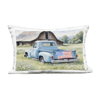Hay Time Farm Truck Load Outdoor Printed Pillow, design by Kim Allen, 14 x 7 x 20