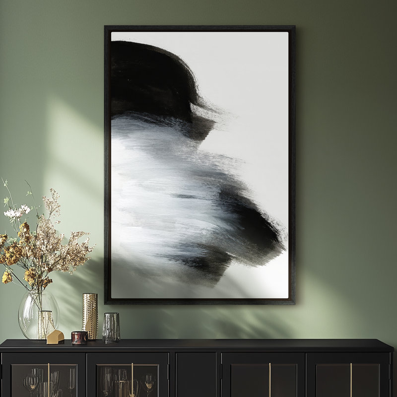 Framed Canvas Wall Art, Vintage Abstract Wall Canvas Prints 16"x24", 24" H x 16" W, Black