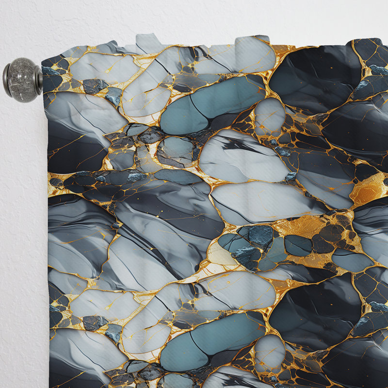 Gilded Gold And Black Luxe Marble Splendor I - Glam Velvet Curtain - Room Darkening - 1 Panel, 52" W x 120" L