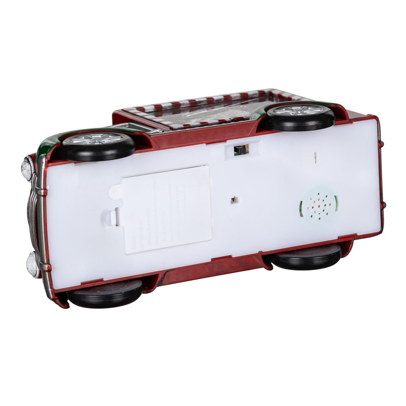 LED Santa & Mrs. Claus in Truck Plastic Water Lantern Table Décor 9.5in. L