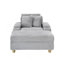 Canapé simple en velours côtelé gris avec un coussin, deux coussins décoratifs, un repose-pieds et deux espaces de rangement.-1262093037