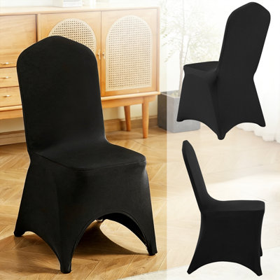 50PCS Stretch Spandex Foldable Chair Covers, Universal Narrow Back&Arched Front Cover, Removable Washable Protective Slipcovers for Wedding, Party, Celebration, Dining (Black, Max 17x20.5x36.6in)