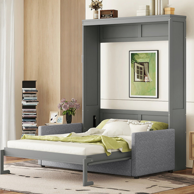 Lit escamotable avec coussin Hoss, Grey, Lit double