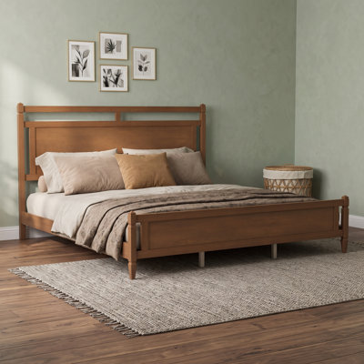 Wood Platform Bed Frame with Headboard