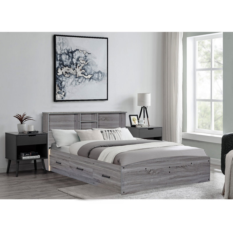 Signorelli Bookcase Storage Bed, Full / Double, Gray
