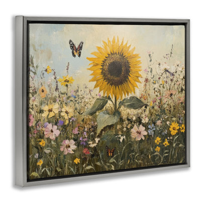 Sunflower Wonder Summer Meadow Floating Frame, design by Petal Prints Design