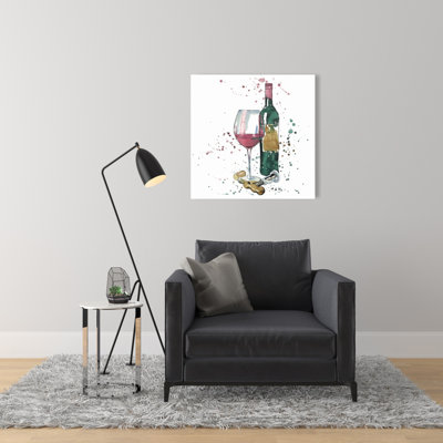 Bottle of Red Wine Canvas | Kitchen Decor Wall Art