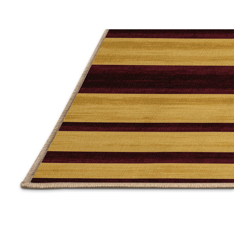 Machine Washable Horizontal Stripes Brown Area Rug, Square 3'
