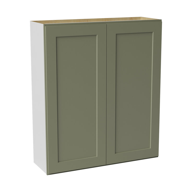 Armoire de cuisine en bois massif prête à assembler, H 42 po x l 36 po x P 12 po, Vert sauge