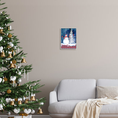 Stupell Industries Winter Snowman On Plaid, art de la giclée encadrée par Paul Brent