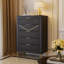 Commode haute Semy, stratifié marbre gris anthracite, or