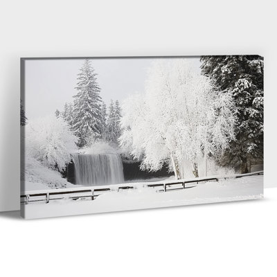 Grande toile de neige enneigée, forêt d'hiver, art mural pour salon, chambre à coucher, décoration murale de Noël, impressions sur toile de paysage de pin, affiche prête à accrocher 32 po x 48 po