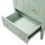 Meuble-lavabo 24 po avec lavabo en céramique, meuble-lavabo autoportant avec 3 tiroirs et porte, pieds en bois massif, armoire de rangement à fermeture en douceur, meuble-lavabo de style rétro, vert