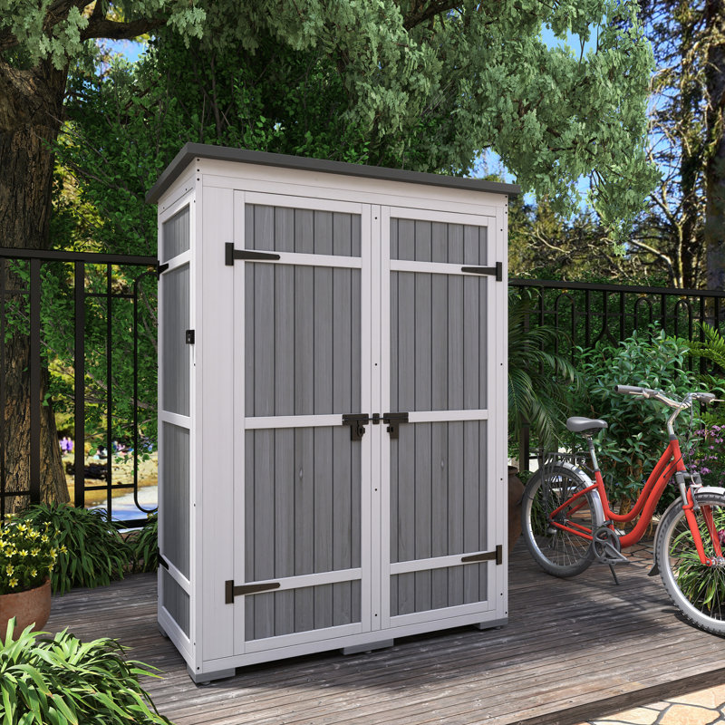 4,1 pi L 2 pi. D Remise de rangement en bois avec toit en asphalte imperméable, Blanc / Gris