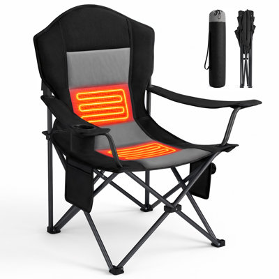 Oversized Camping Chairs Portable Folding Camp Chairs with Padded Backrest & Armrests, Cup Holder & Side Pocket for Outdoor Camping