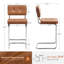 Tabouret de bar cantilever Marlow 25,6 po de style moderne du milieu du siècle, en similicuir, avec dossier et structure en acier-262293406-263863156