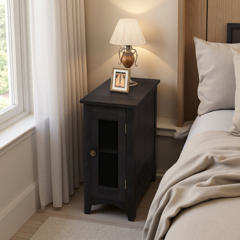 Rectangle Narrow Accent Side Table, Black