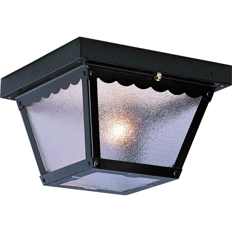 Plafonnier encastré carré noir 2 lumières avec verre texturé transparent