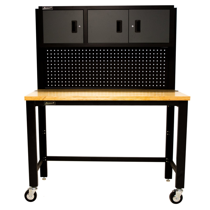 59'' W Manufactured Wood Top Height-Adjustable Workbench with Wheels