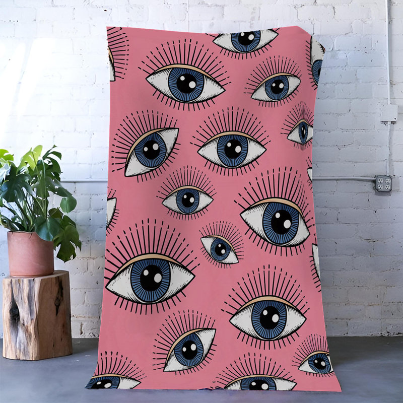 Tapis décoratif moderne à motif de yeux roses, Tapis de couloir 3 pi 9,81 po x 9 pi 10,11 po