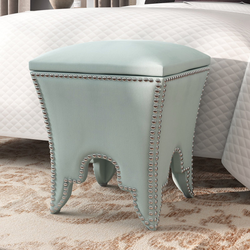 Upholstered Ottoman, Silver, Silver Sage