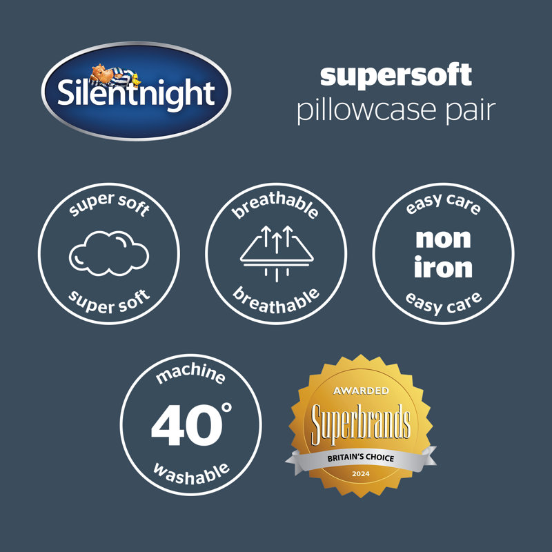 Silentnight Supersoft Plain Microfibre Housewife Pillowcase, Beige