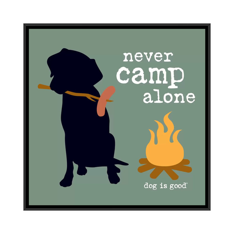 «Never Camp Alone I», impression sur toile, H 26 po x l 26 po x P 1,5 po, Toile avec cadre flottant noir, Pas de tapis