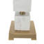 Lampe de table cubique en marbre blanc D16 x 26,5 po avec base et corps dorés (assemblage de l'abat-jour requis)