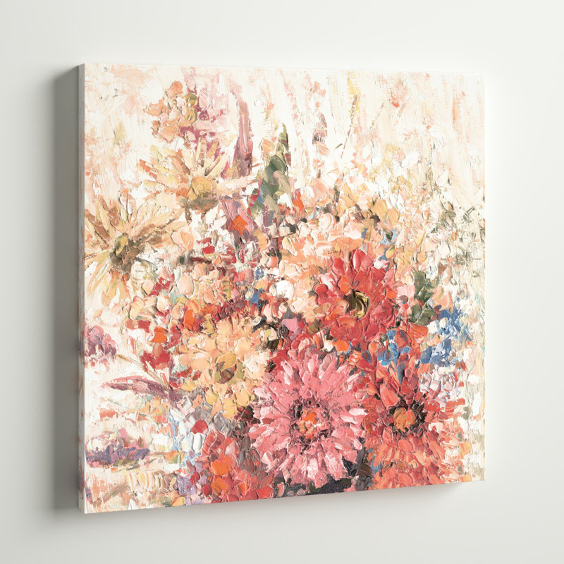 Impression sur toile Impasto warm floral, H 12 po x l 12 po