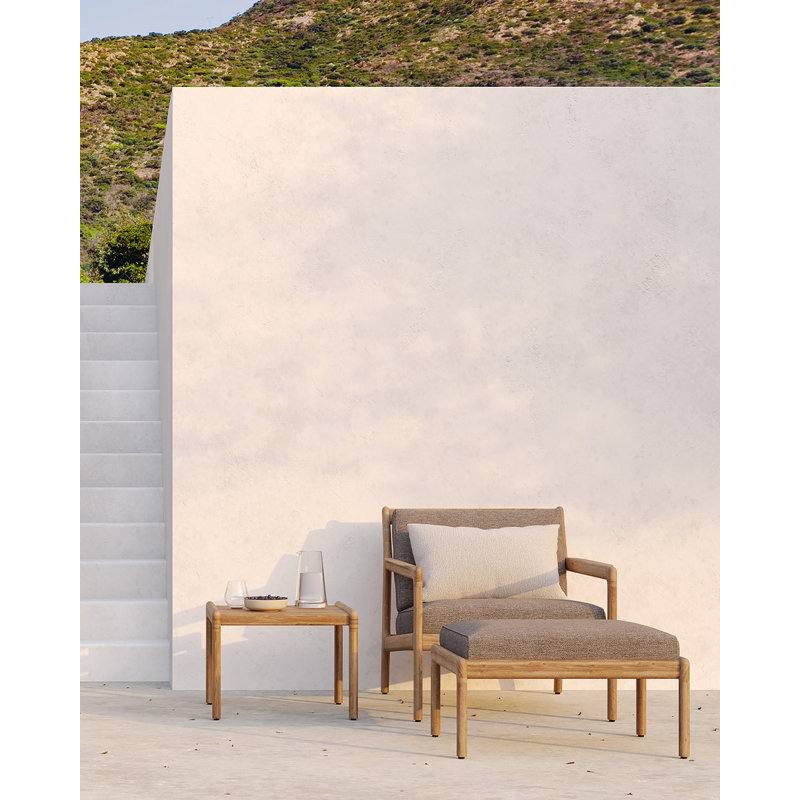 Jack Outdoor Teak Lounge Chair, White/Off White
