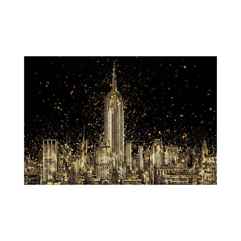 «Golden - Manhattan Skyline» par Philippe Hugonnard - impression sur toile tendue, H 12 po x l 18 po x 1,5 po